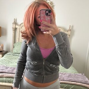 EUC juicy couture grey jacket size medium
